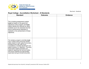 Royal College - Accreditation Worksheet – B Standards