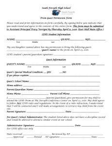 Prom 2015 Guest Permission Form