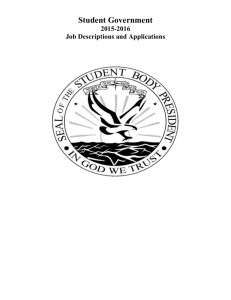 Student Government 2015-2016 Job Descriptions and Applications