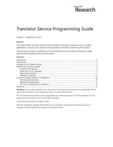Translator Service Programming Guide