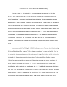 Literature Review Draft 2 Reliability of DNA Profiling From its origins