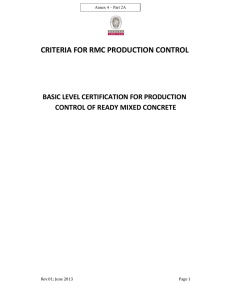 criteria for rmc production control basic level