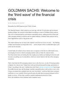 GOLDMAN SACHS: Welcome to the `third wave`