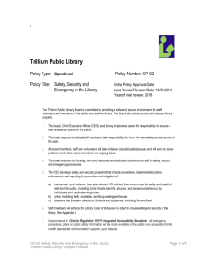 Safety, Security and Emergency - Southern Ontario Library Service