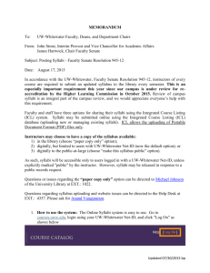 MEMORANDUM To: UW-Whitewater Faculty, Deans, and
