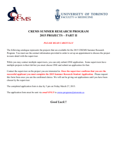 crems summer research program 2015 projects – part ii