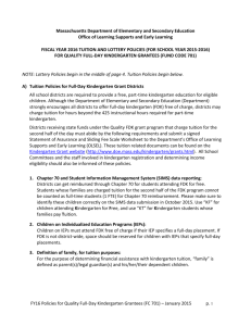 FY16 Quality Full-Day Kindergarten Grant Tuition and Lottery