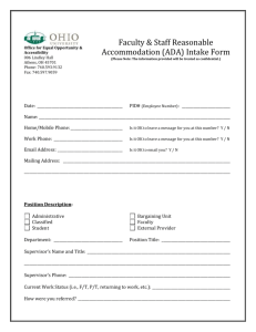 Faculty & Staff Reasonable Accommodation (ADA) Intake Form