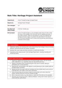 Role Title: Heritage Project Assistant