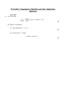 7) C3 Further Trigonometric Identities and their Applications Questions