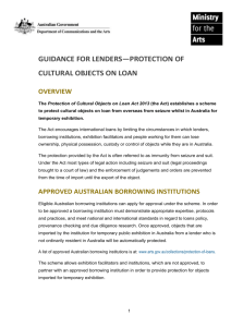 Guidance for lenders*protection of cultural objects on loan