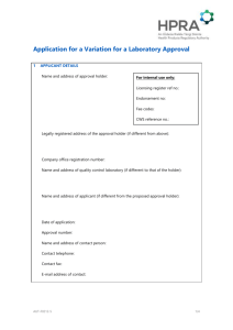 Application for a Variation to a Laboratory Approval
