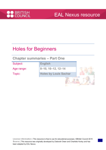 Part one - Holes chapter summaries - EAL Nexus