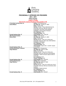 Citrus County VPK Provider Profiles