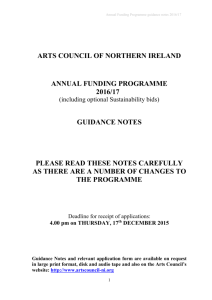 annual funding programme - Arts Council of Northern Ireland