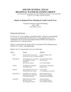 Report on Regional Water Planning for South Central Texas