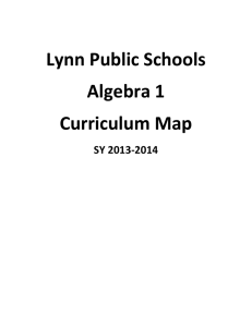 Lynn Public Schools Algebra 1 Curriculum Map SY 2013