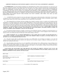 Agreement for Release and Waiver of Liability