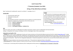 Level 3 Lesson Plan 1 st Semester (Academic Year 2015)