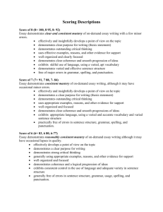 Scoring Descriptions Timed in class writing