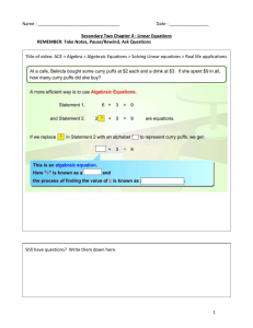 Chapter 4 - Linear Equations (Viewing Guide)