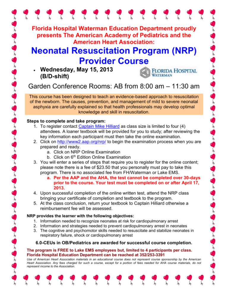 Neonatal Resuscitation Program Nrp Provider Course