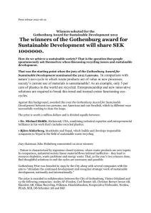 Press release - Gothenburg Award for