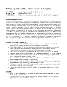 Assistant Superintendent for Academic Services Job Description