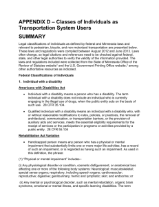 Appendix D: Classes of Transportation Users