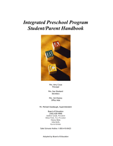 Streetsboro City School*s Integrated Preschool Program Staff Roster