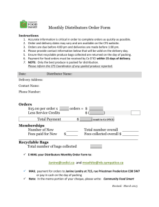 Monthly Distributor Order Form