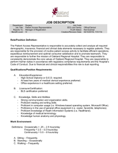 job description - Oakland Regional Hospital