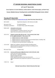 9th Oxford Regional Anaesthesia Course Programme