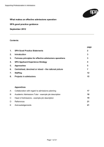 What makes an effective admissions operation, September 2012