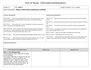 Informative Explanatory - Second Grade Unit of Study Template