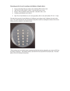 Measuring yeast growth by spotting serial dilutions