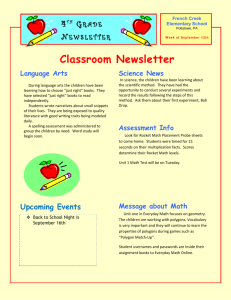 Week 2 4th Grade Newsletter 2014