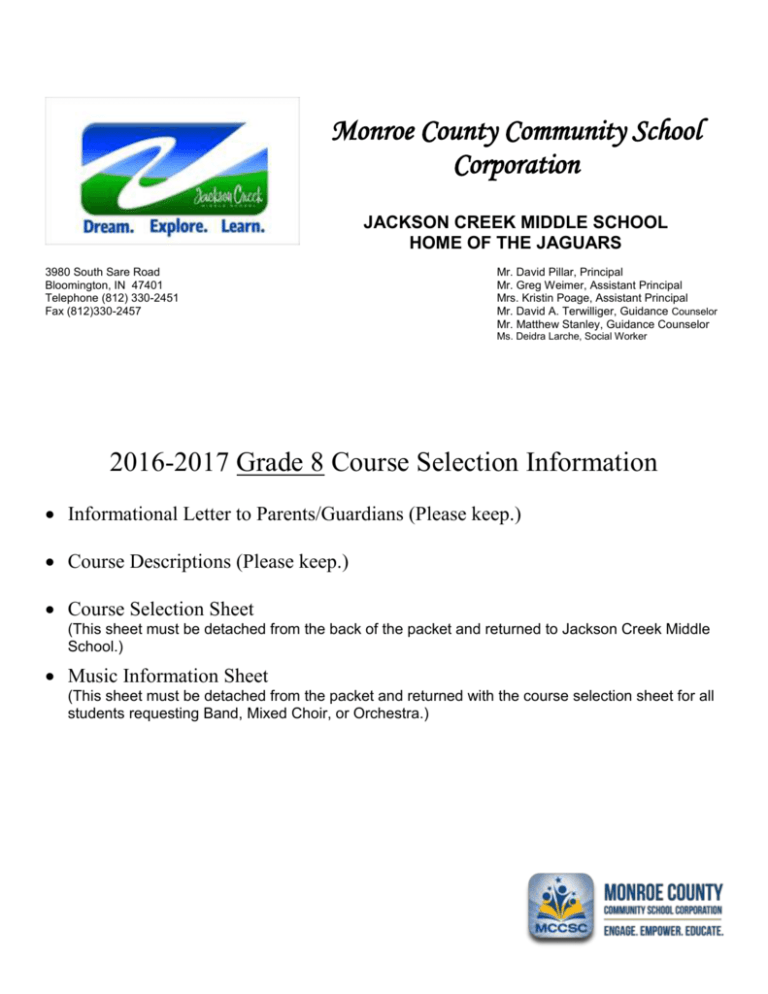 8th Grade Schedule Request Monroe County Community School 8th Grade Schedule Request Monroe County Community School
