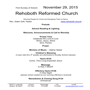 November 29 bulletin - Rehoboth Reformed Church