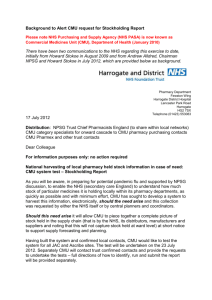 Background to Alert CMU request for Stockholding Report Please