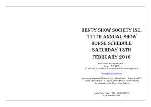 NSW – Saturday 13th February – Henty Annual Ag Show – Program