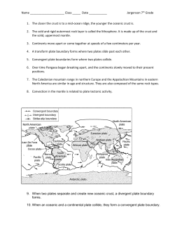 Study Guide Answer Key for Plate Tectonics