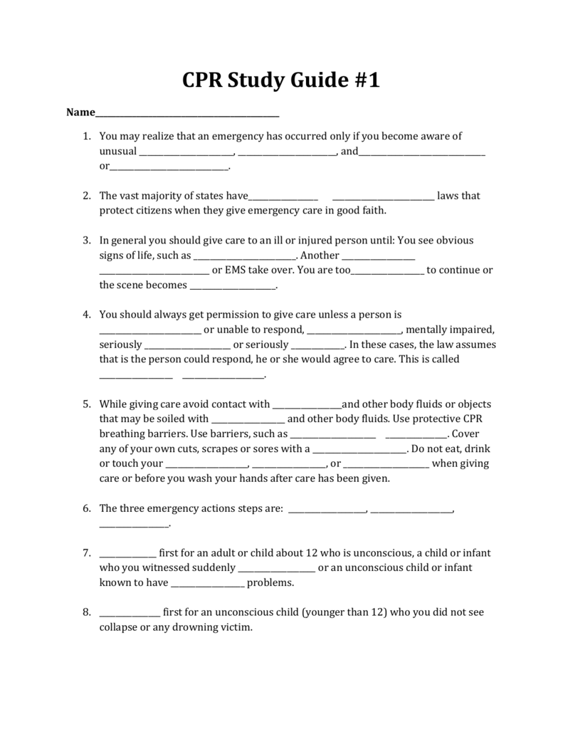CPR Study Guide 1