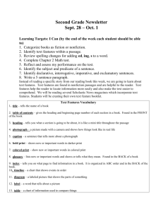 9-28-15 Text Features 2nd Grade Newsletter