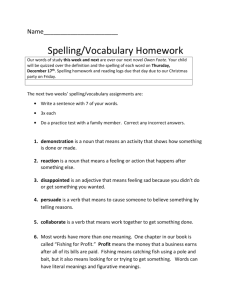 Reading/Spelling Homework - Tate Elementary 3rd Grade News