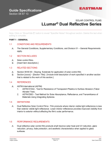 LLumar ® Dual Reflective Series Guide Specifications