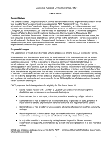 California Assisted Living Waiver No. 0431 FACT SHEET Current