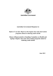 Before it`s too late: Report of the inquiry into early intervention