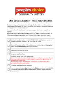 2015 Community Lottery – Ticket Return Checklist