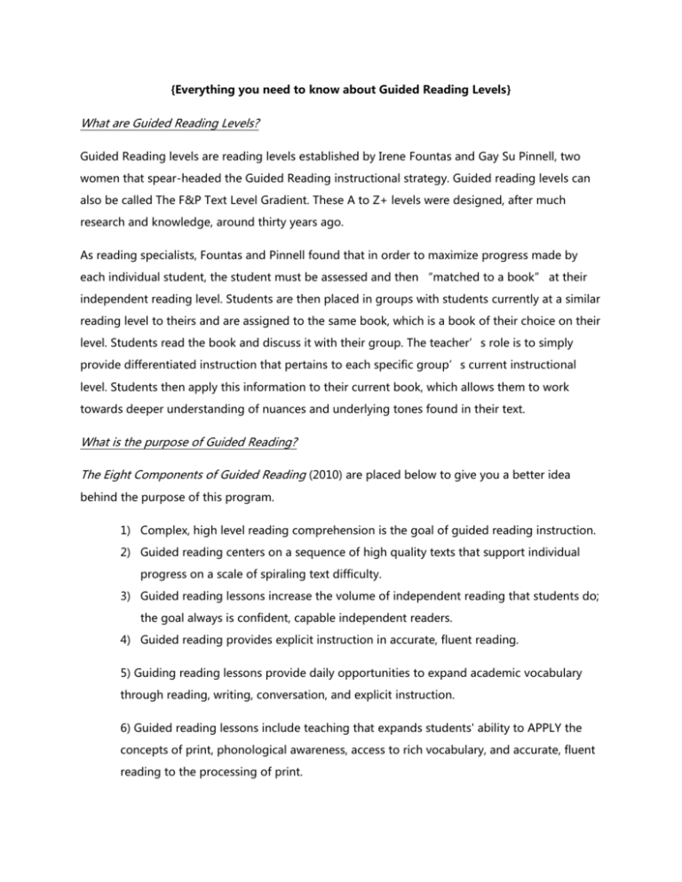  Everything You Need To Know About Guided Reading Levels What